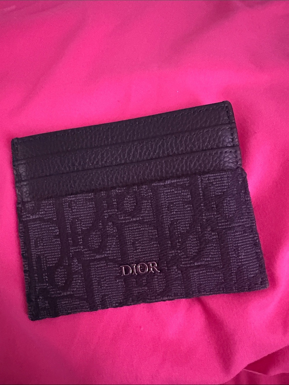 Dior Black Signature Canvas & Leather Card Holder